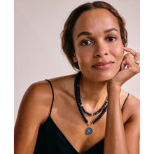 Load image into Gallery viewer, Black Onyx & White Topaz Heishi Bead Necklace