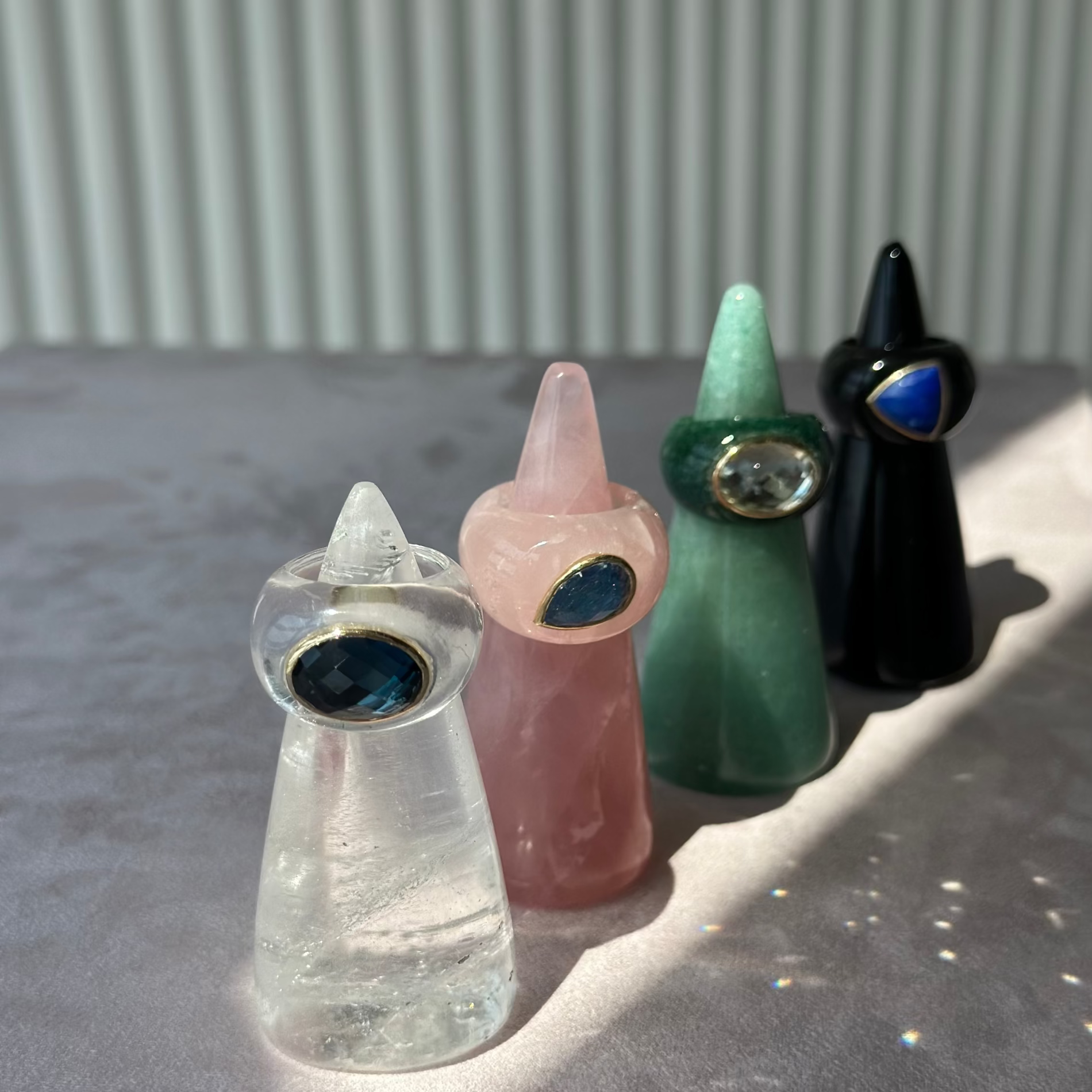 gemstone sculptural stone rings