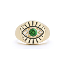 Load image into Gallery viewer, Protection Evil Eye Signet Ring-Emerald