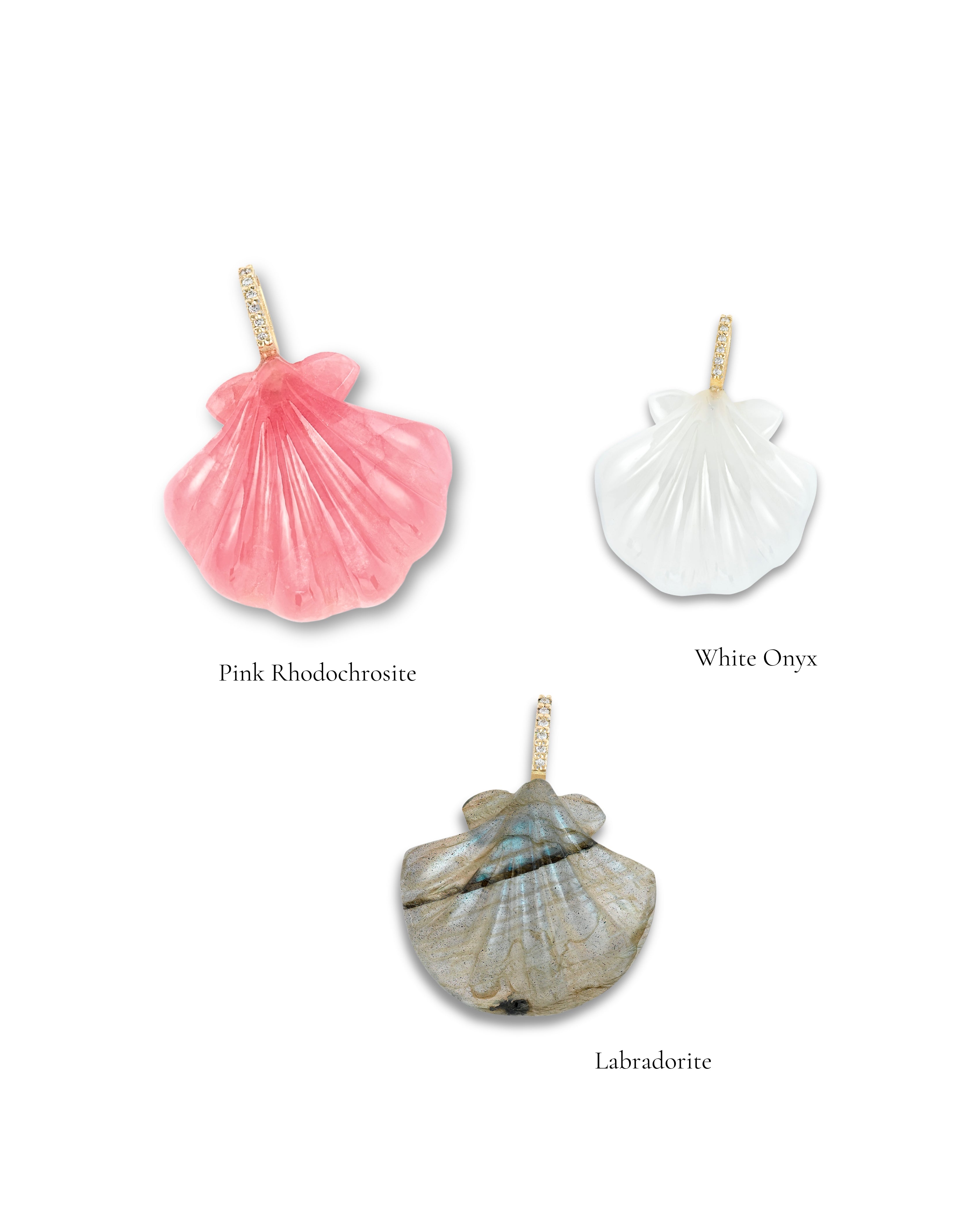 Pink Rhodochrosite Scallop Shell Pendant