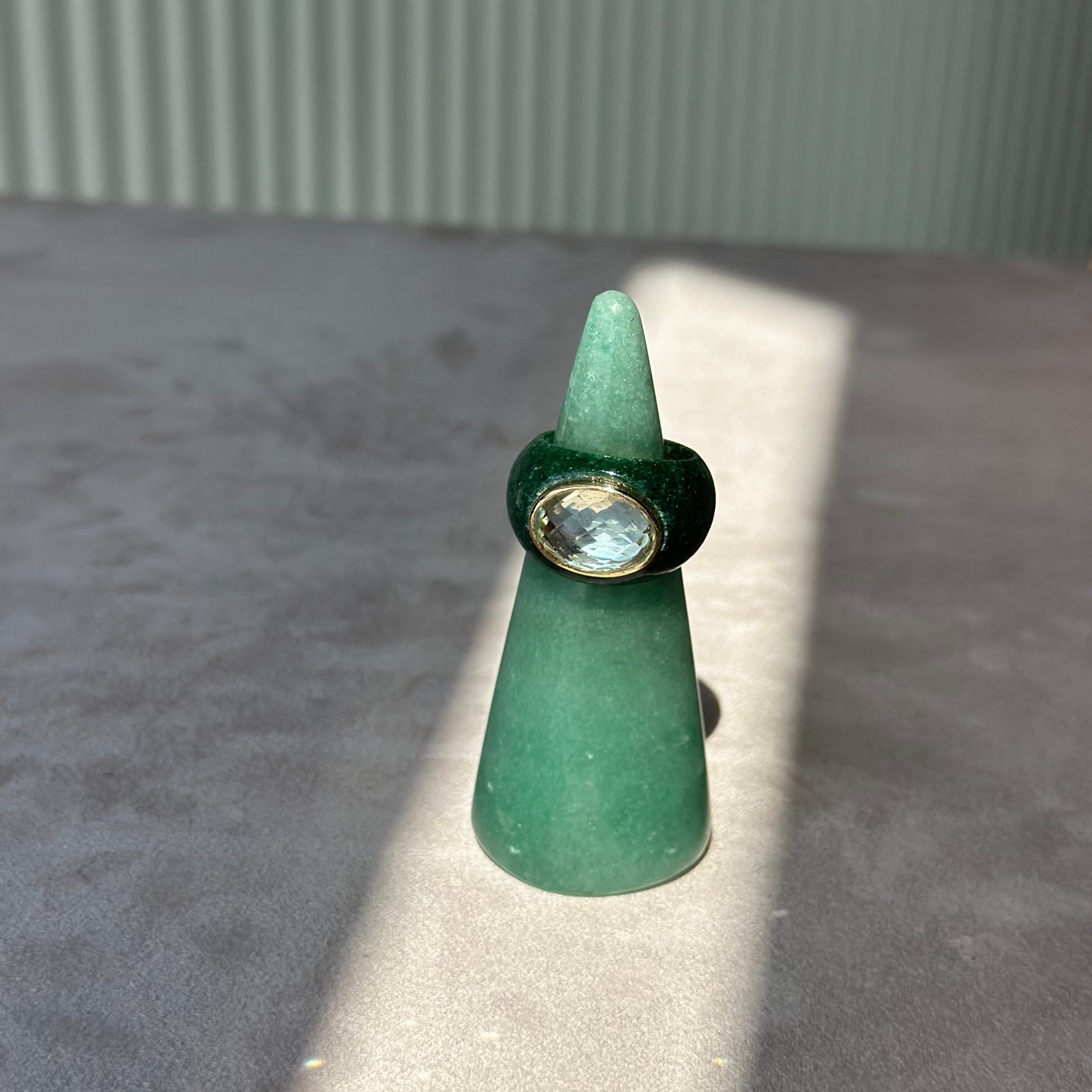 Sculptural Green Aventurine Stone Ring
