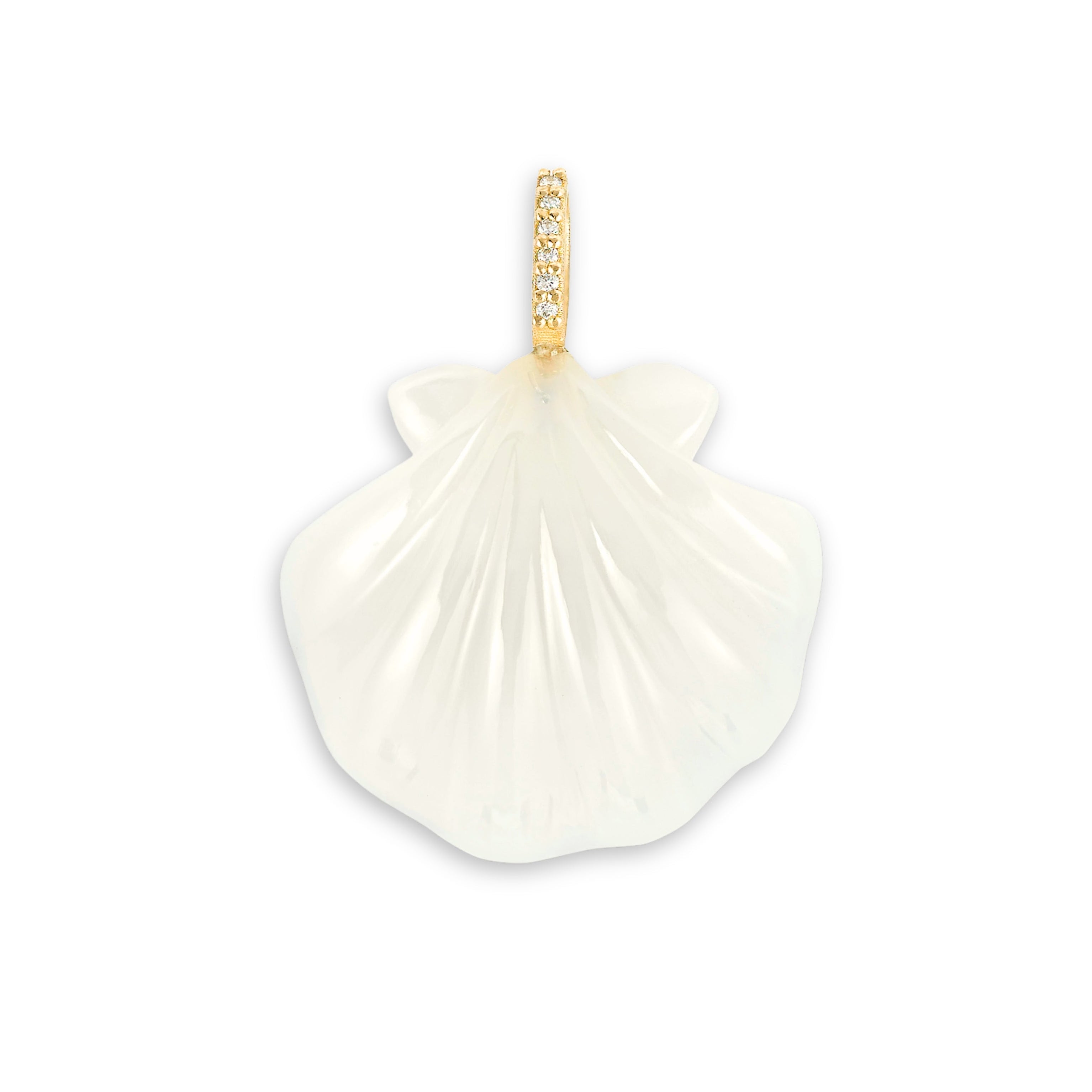 White Onyx Scallop Shell Pendant