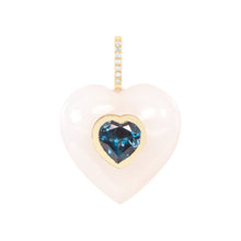 Load image into Gallery viewer, White Onyx/Blue Topaz Heart Pendant