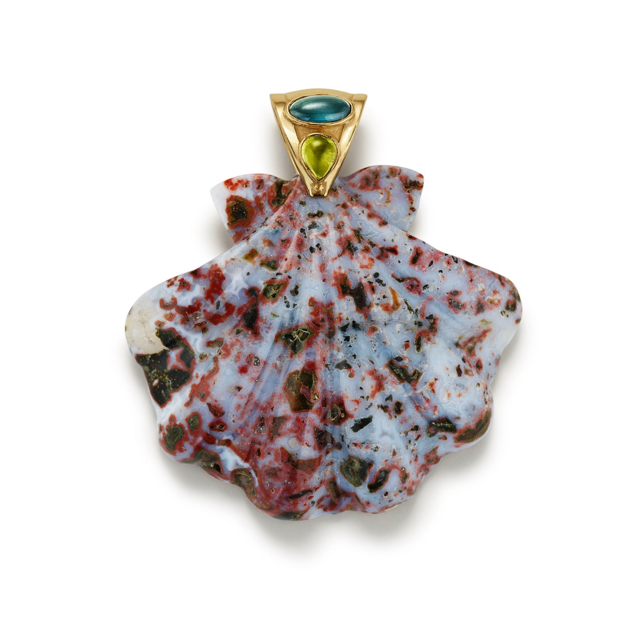 Extra Large Agate Scallop Shell Pendant