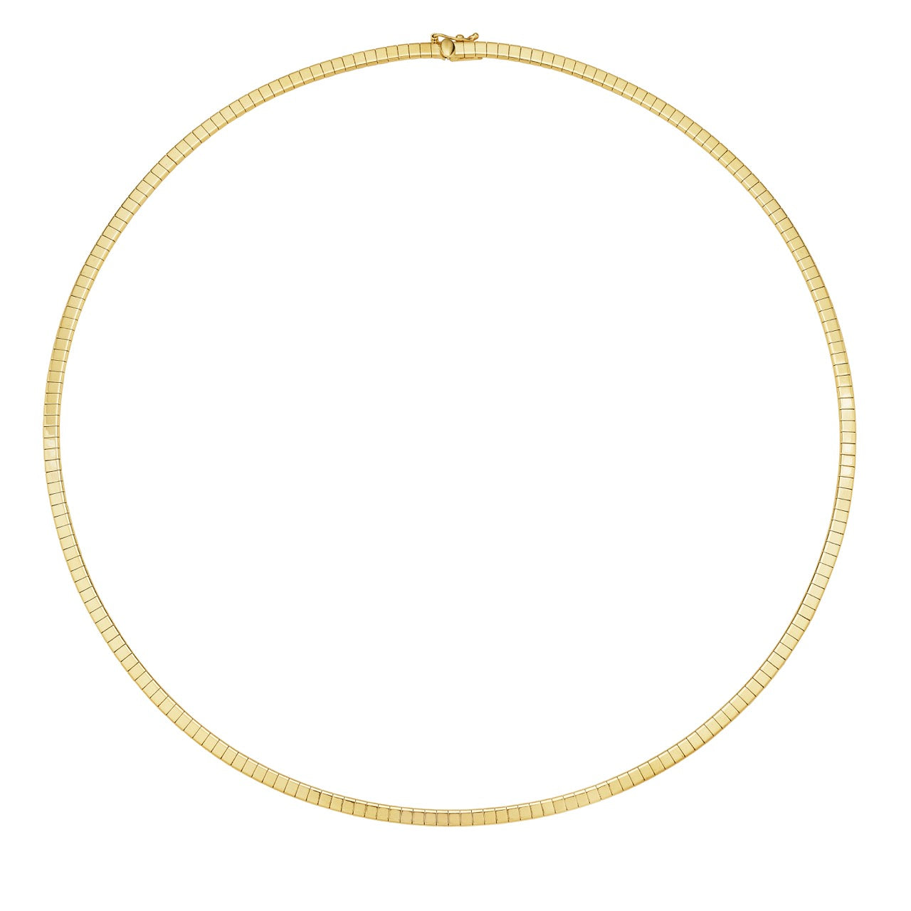 Gold Cubetto Omega necklace on a white background