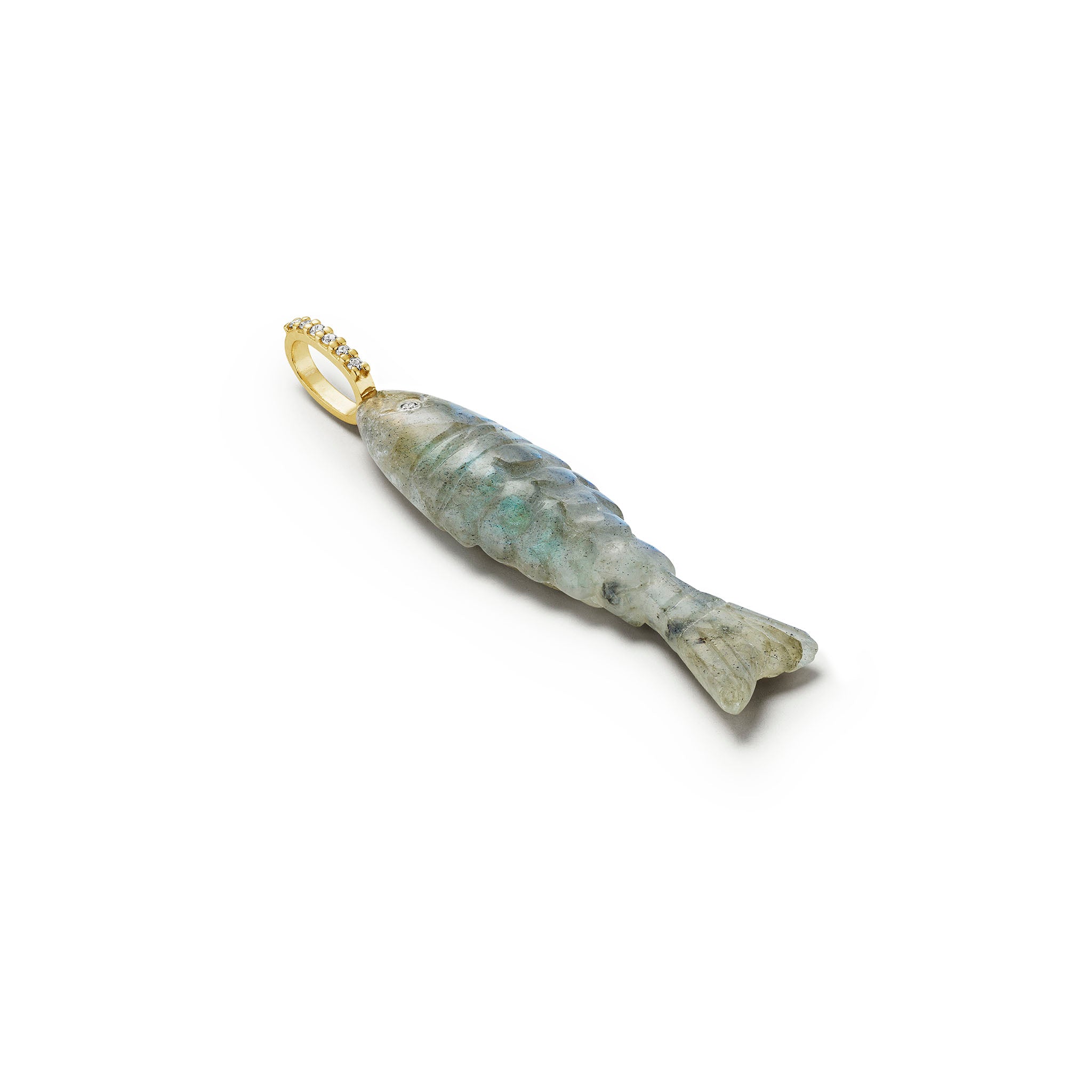 Labradorite Diamond Fish Pendant