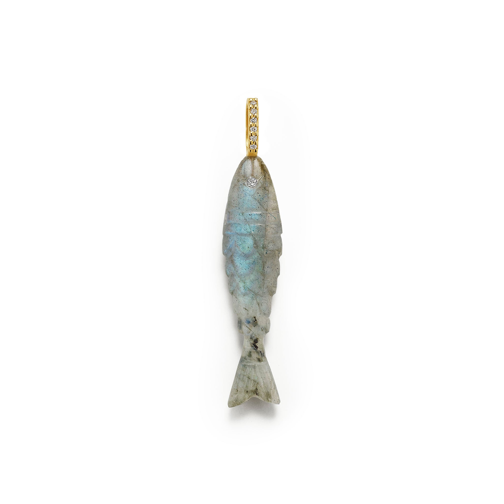 Labradorite Diamond Fish Pendant