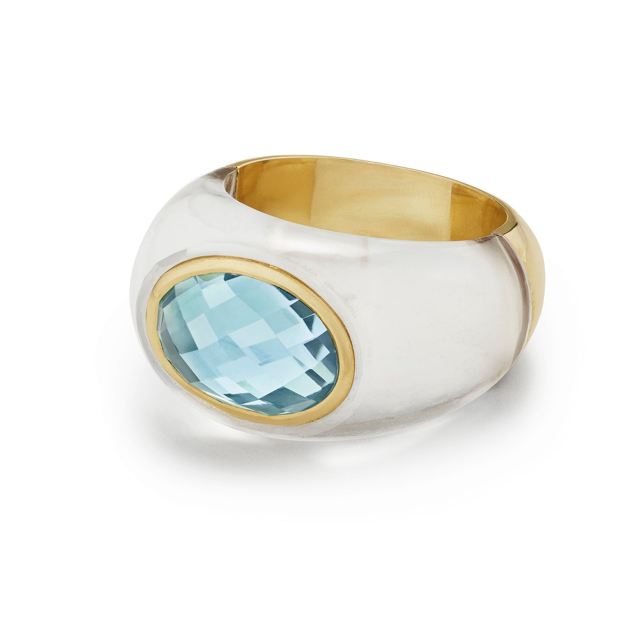 Sculptural Crystal/Sky Blue Topaz Gemstone Stone Ring
