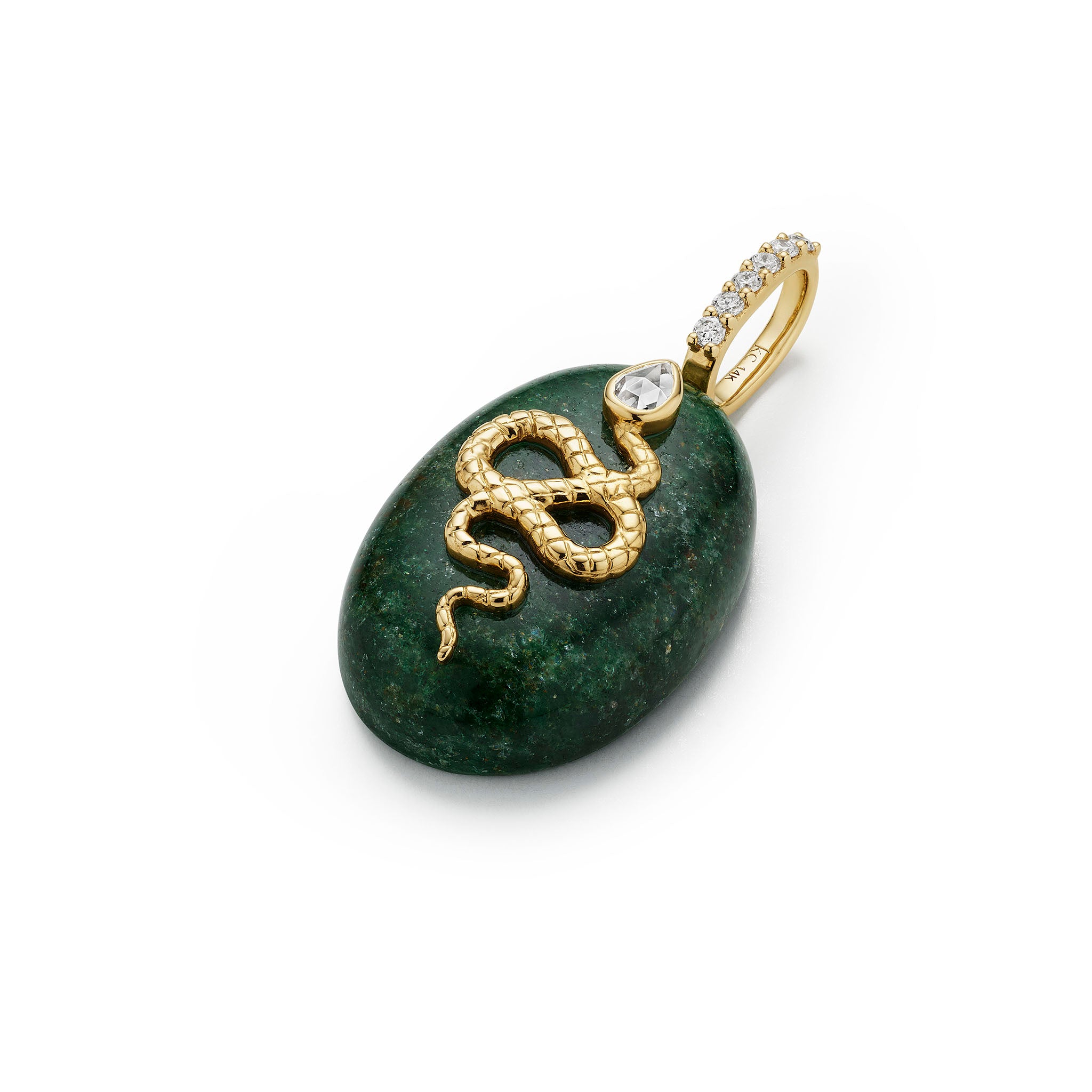 Serpent Cabochon Pendant- Green Aventurine