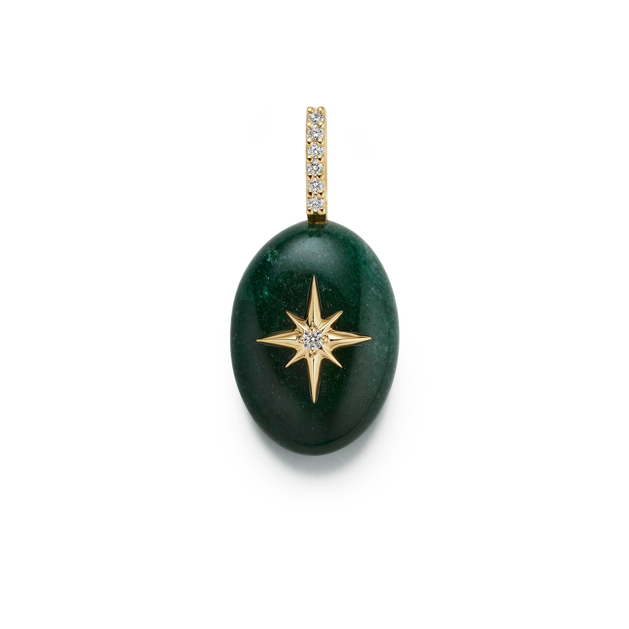 Small Oval Starburst Cabochon Pendant- Green Aventurine