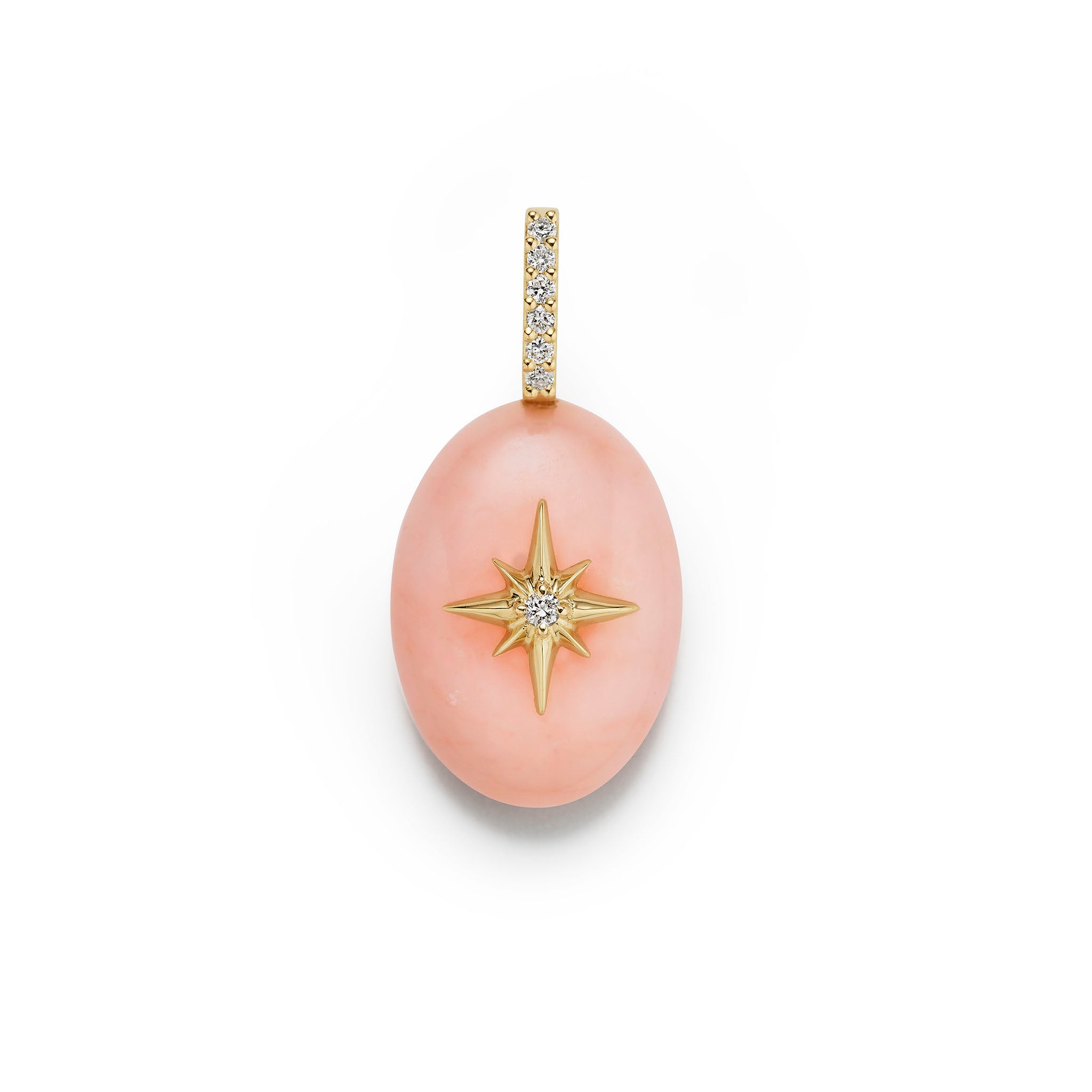 Small Oval Starburst Cabochon Pendant-Pink Opal