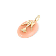 Load image into Gallery viewer, Pink Opal Large Oval Cabochon Dove Pendant
