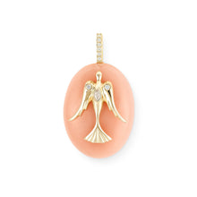 Load image into Gallery viewer, Pink Opal Large Oval Cabochon Dove Pendant
