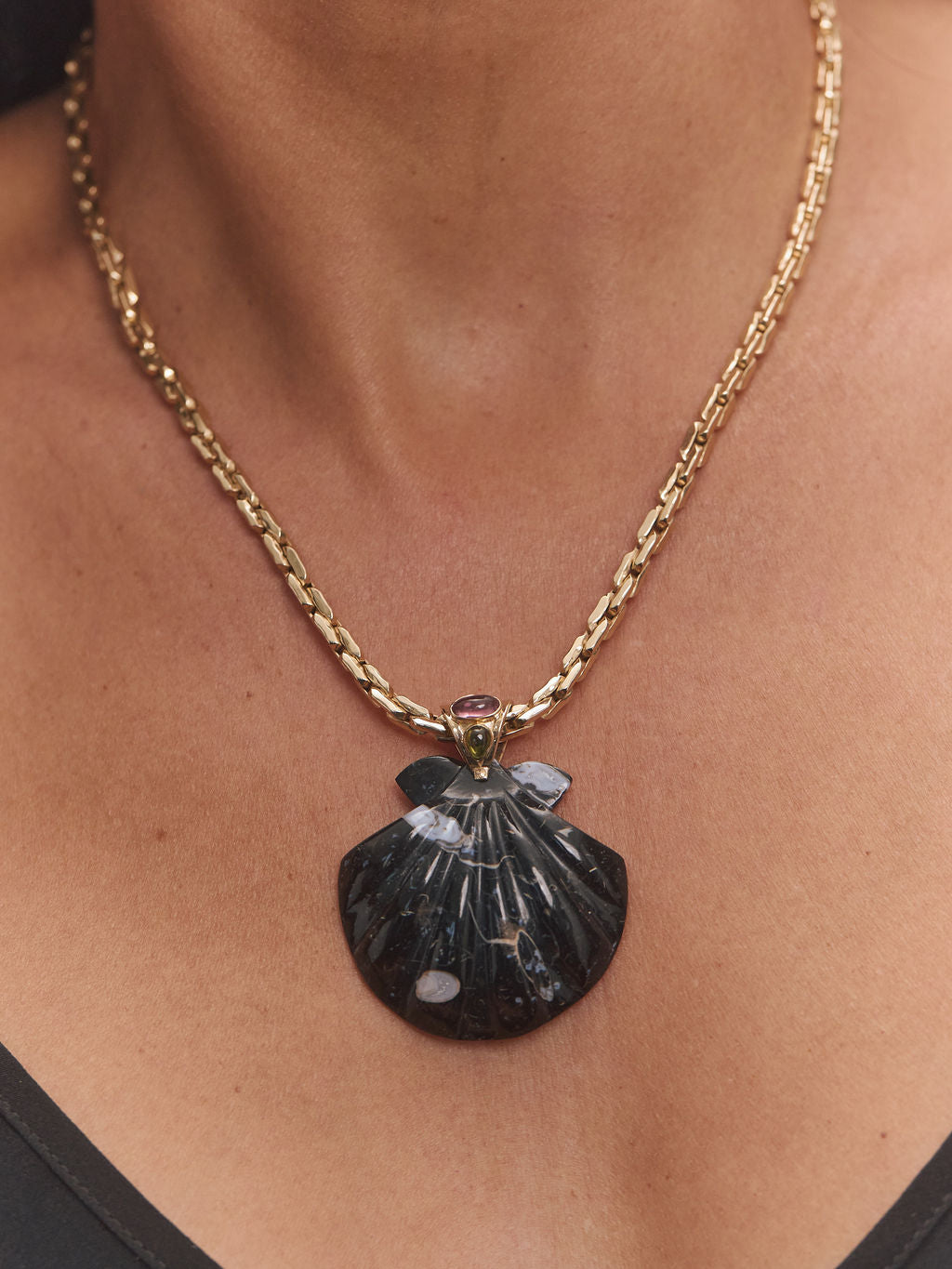 14k gold Compressed Cable Chain-shell
