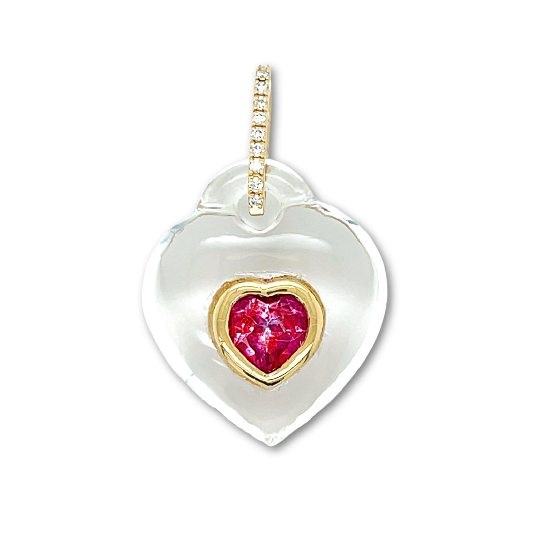 Crystal Heart Pendant - Pink Topaz