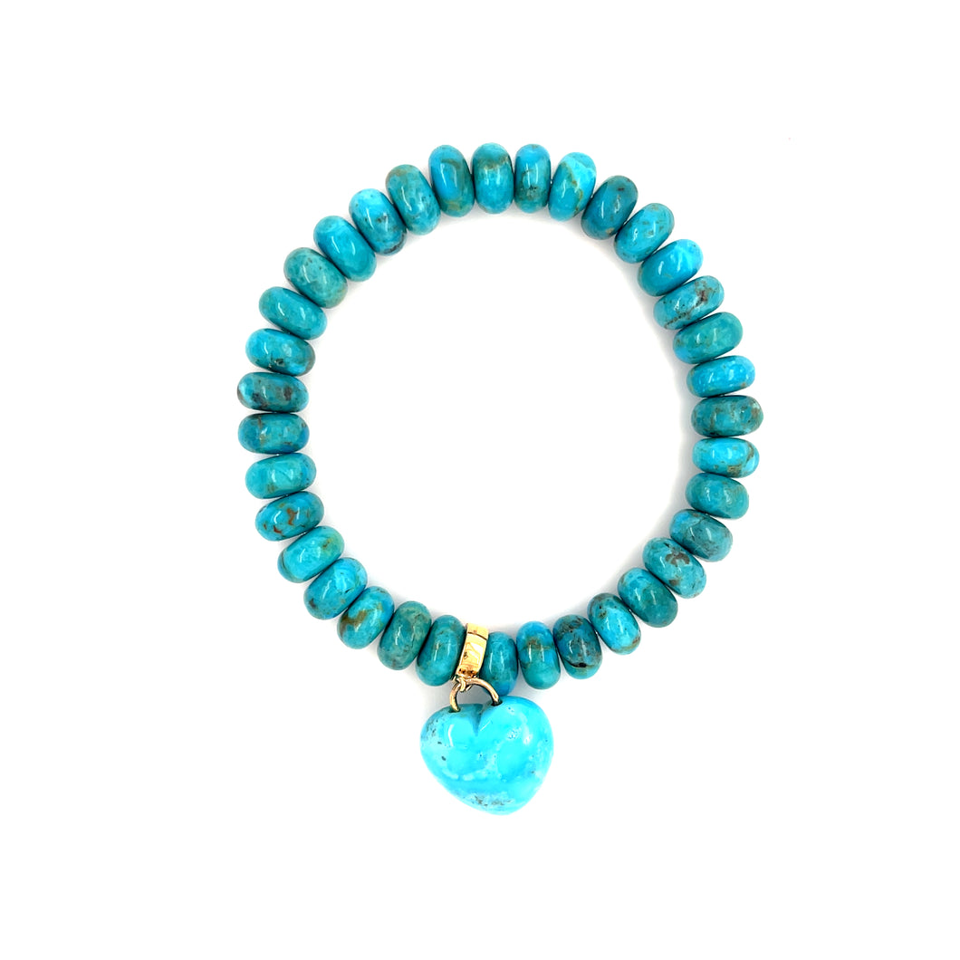 Turquoise Heart Charm Bracelet