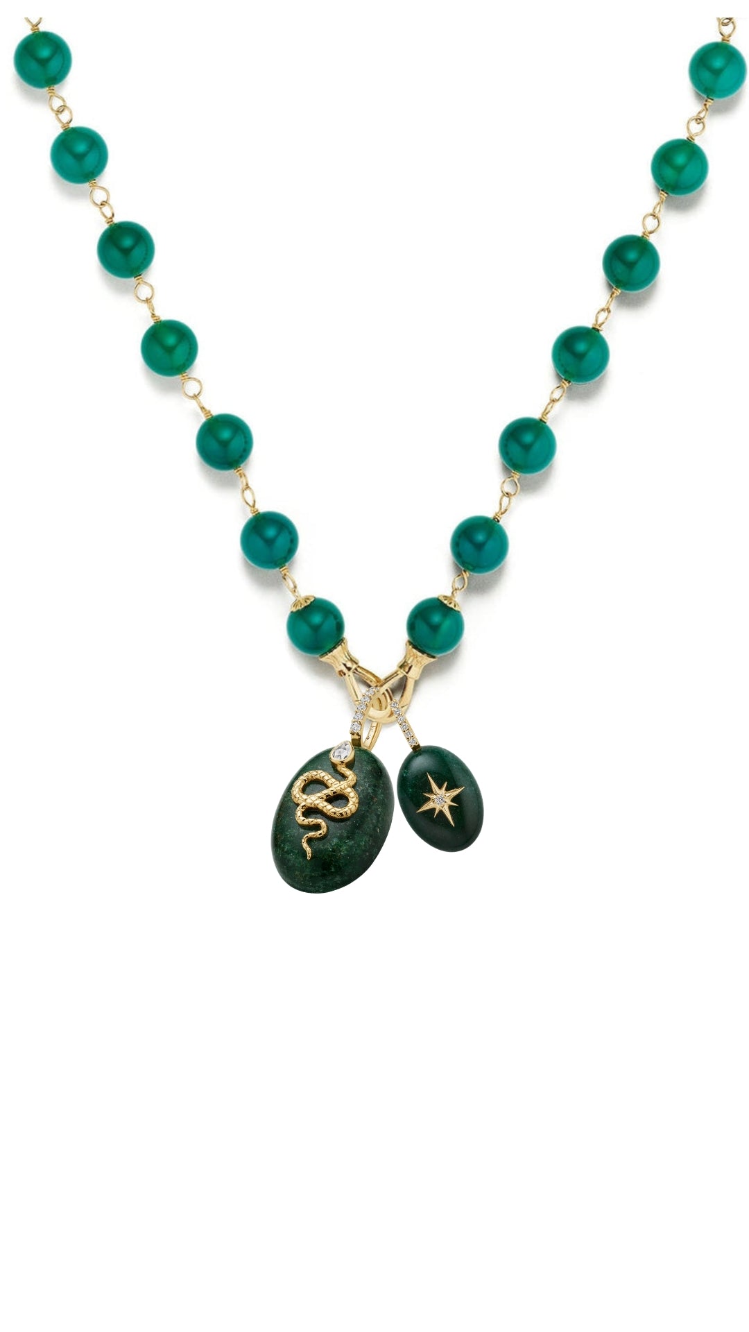 Small Oval Starburst Cabochon Pendant- Green Aventurine