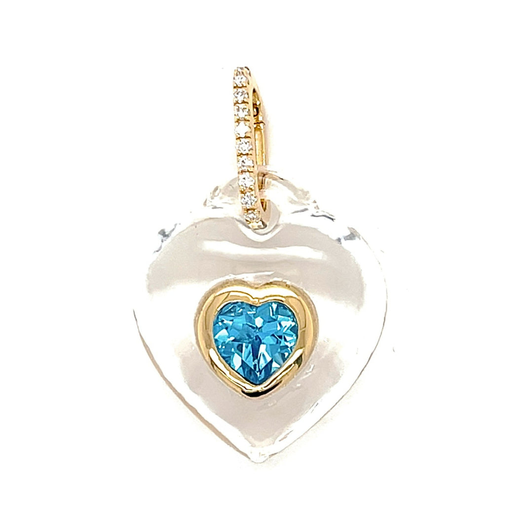 Crystal Heart Pendant - Swiss Blue Topaz