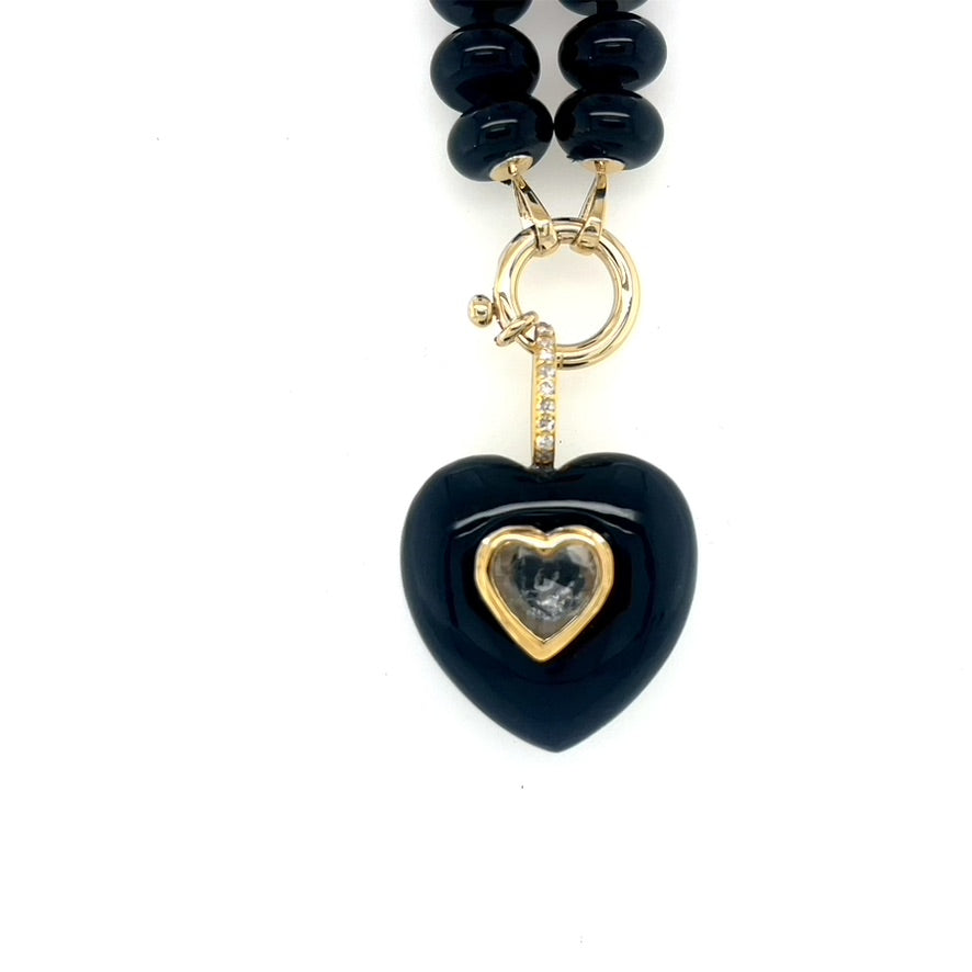 Stone Heart Pendant- Black Onyx