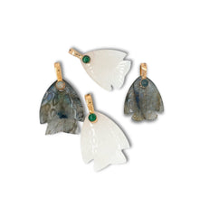 Load image into Gallery viewer, White Onyx Fish Pendant with Gold Bail
