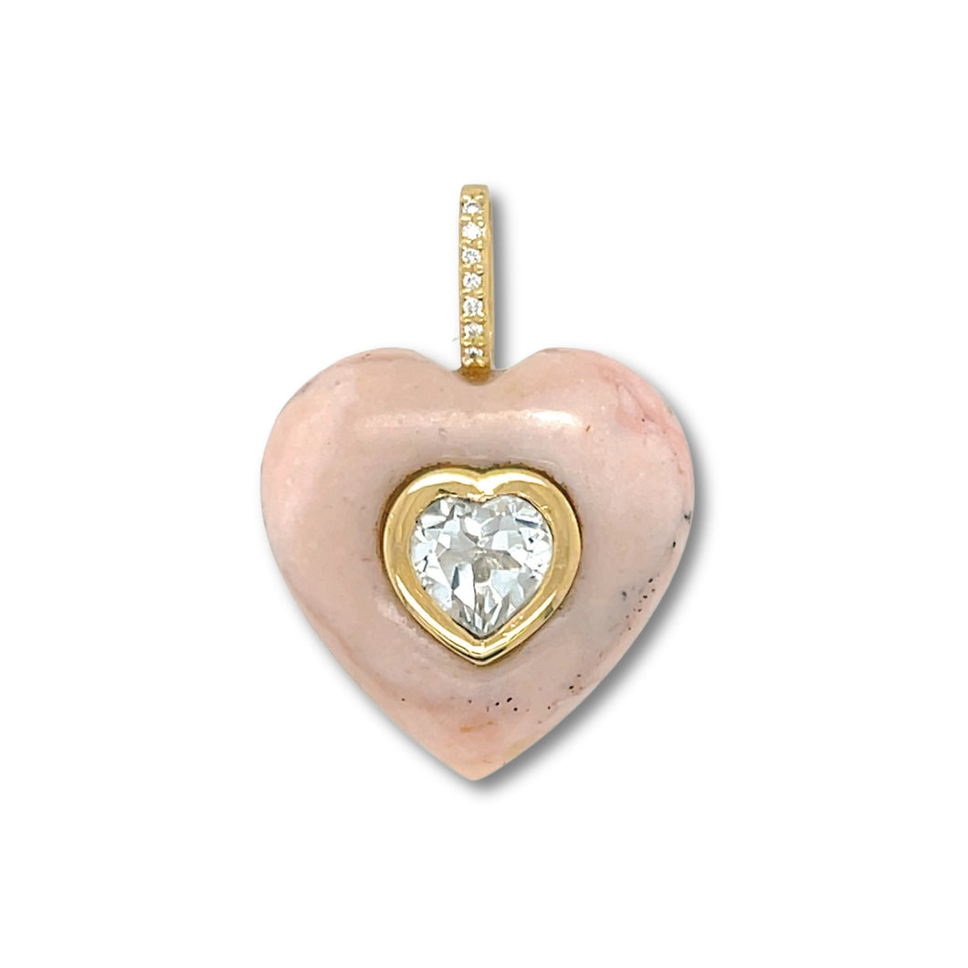 Pink Opal Heart Pendant