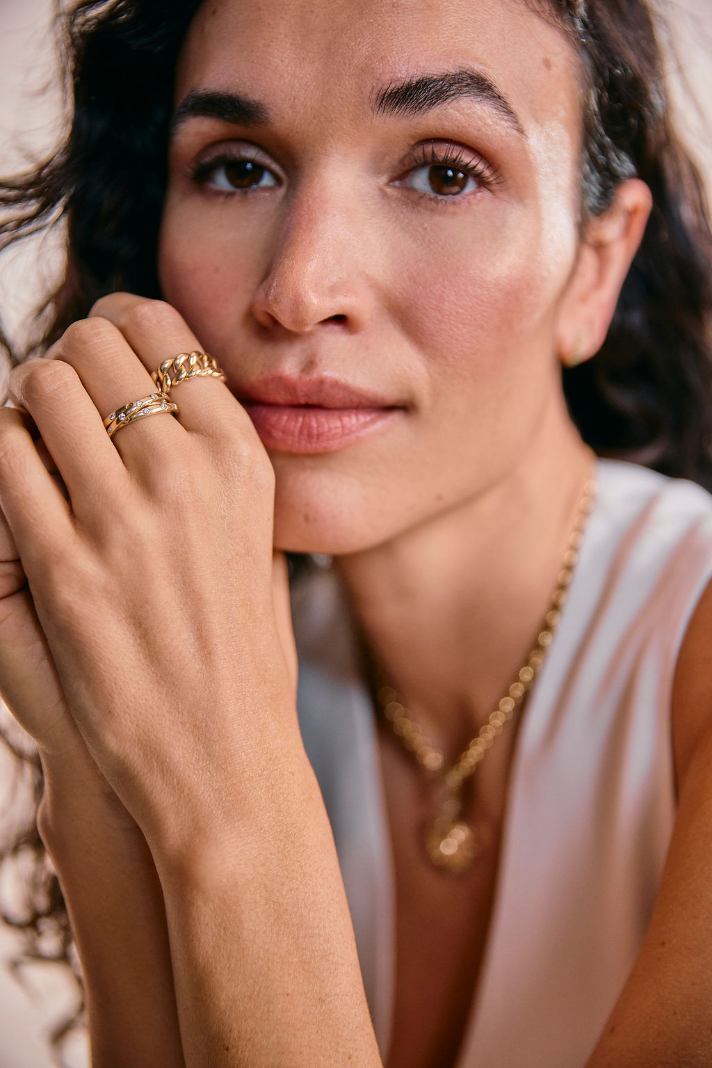 14k gold Curb chain ring