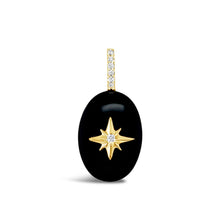 Load image into Gallery viewer, Black onyx pendant with gold star and diamond detail in center
