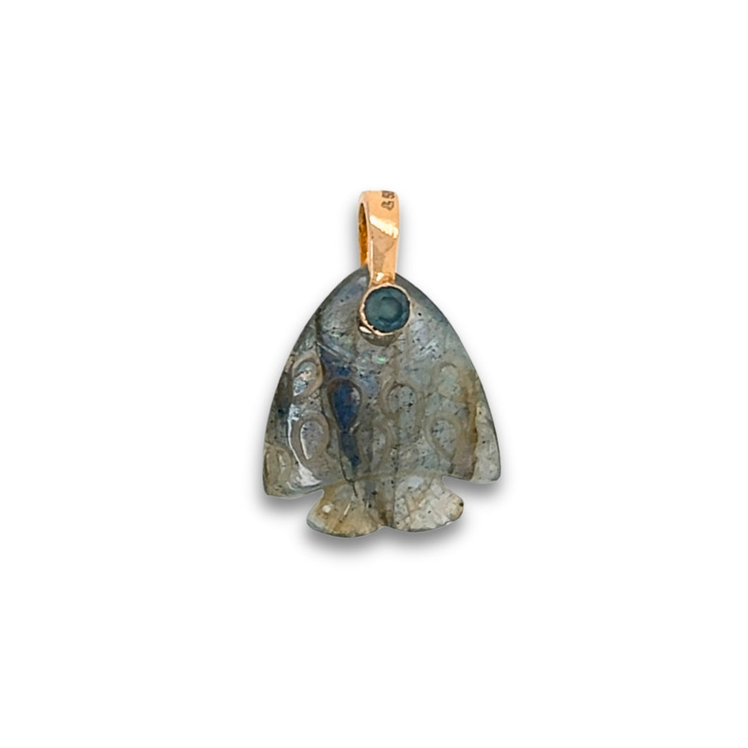 Labradorite Fish Pendant with Gold Bail