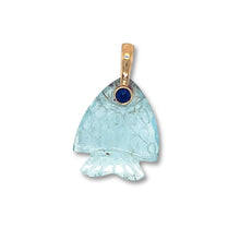 Load image into Gallery viewer, Aquamarine Fish Pendant with Gold Bail
