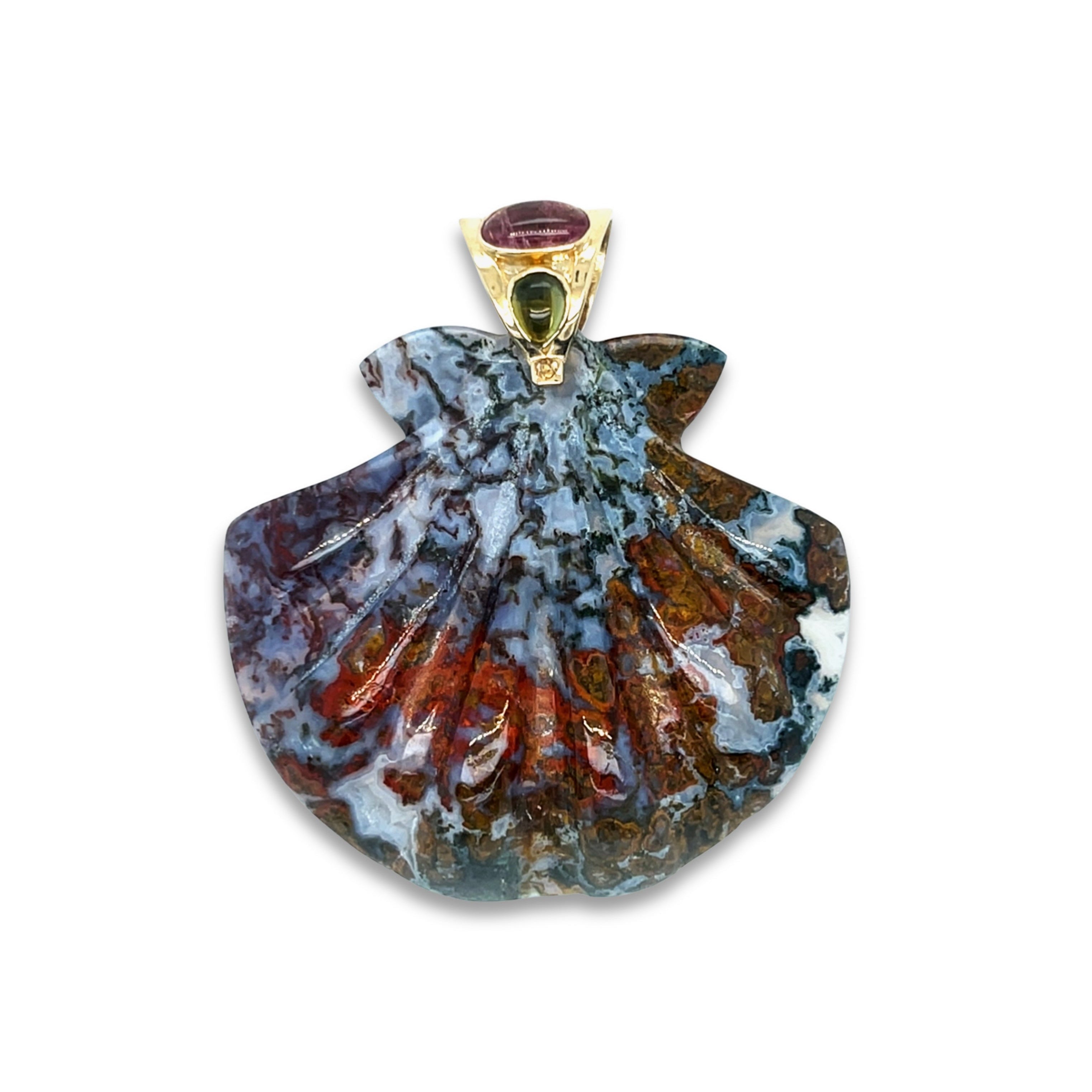 Extra Large Agate Scallop Shell Pendant