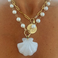 Load image into Gallery viewer, Extra large white onyx scallop shell pendant
