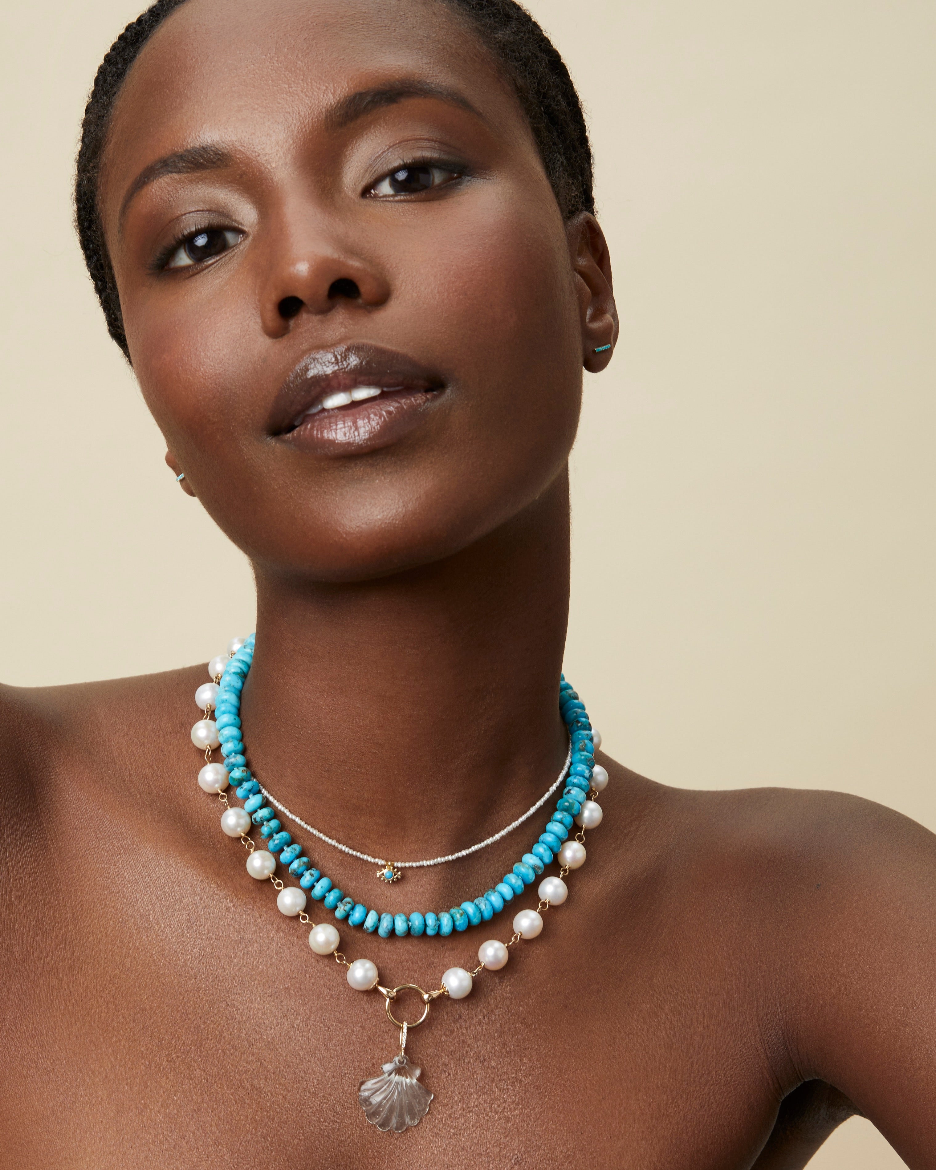 Green Amethyst Scallop Shell Pendant-model