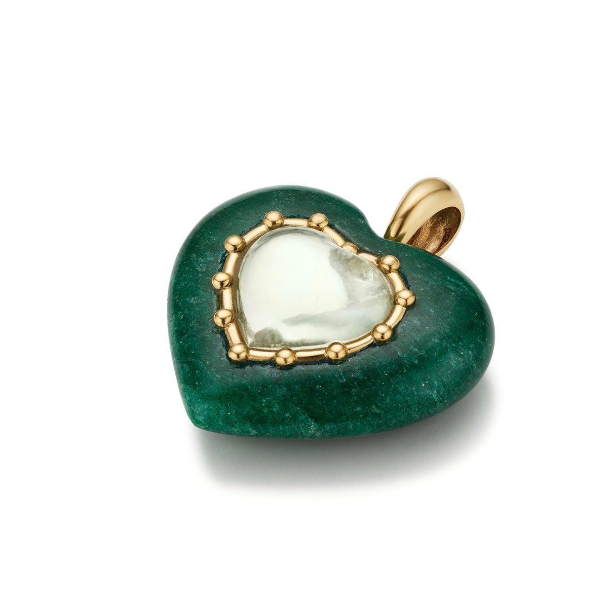 Green Aventurine/Amethyst Sacred Heart Pendant-angle
