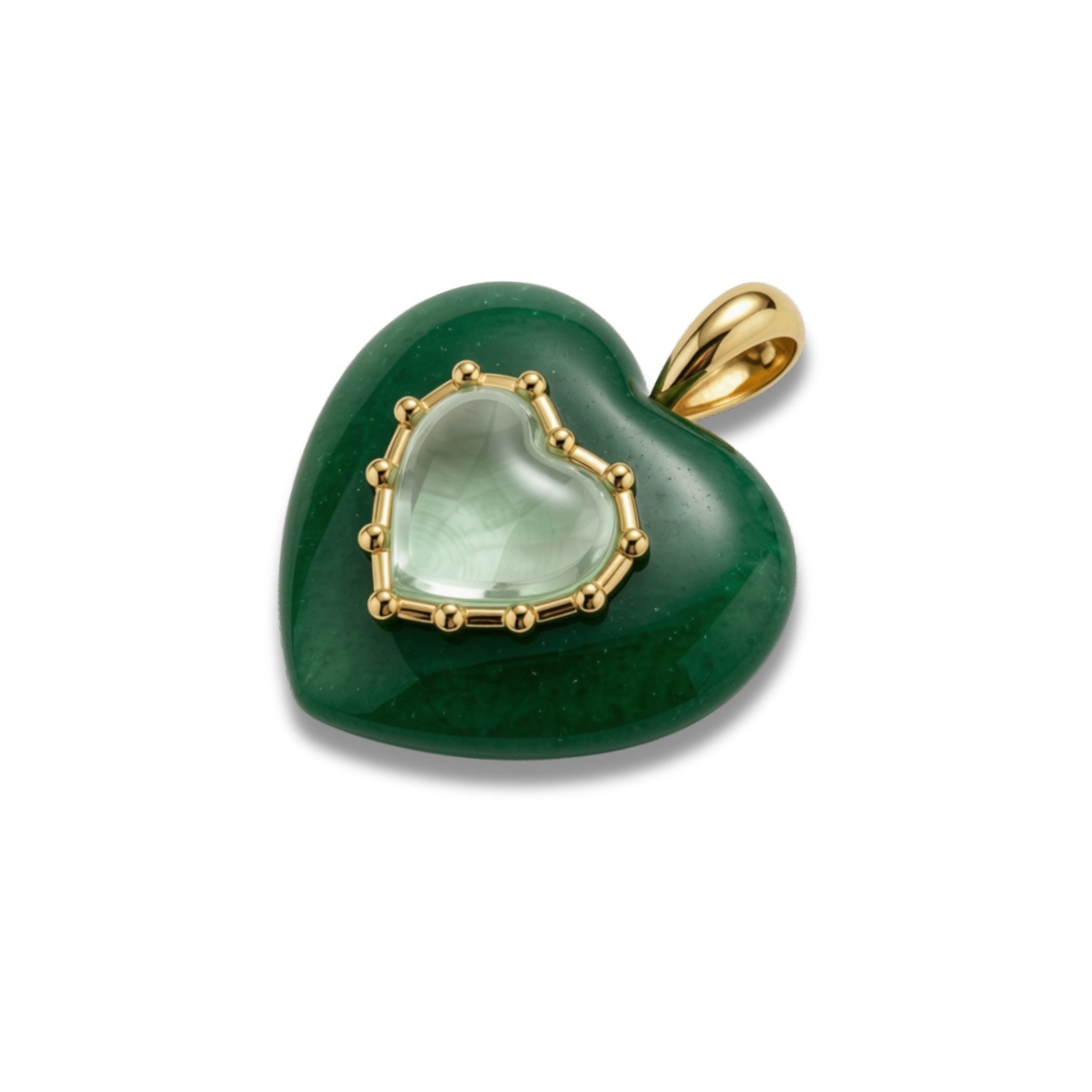 Green Aventurine/Amethyst Sacred Heart Pendant
