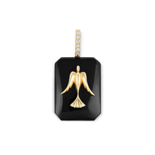 Load image into Gallery viewer, Black onyx pendant with gold dove design on a white background
