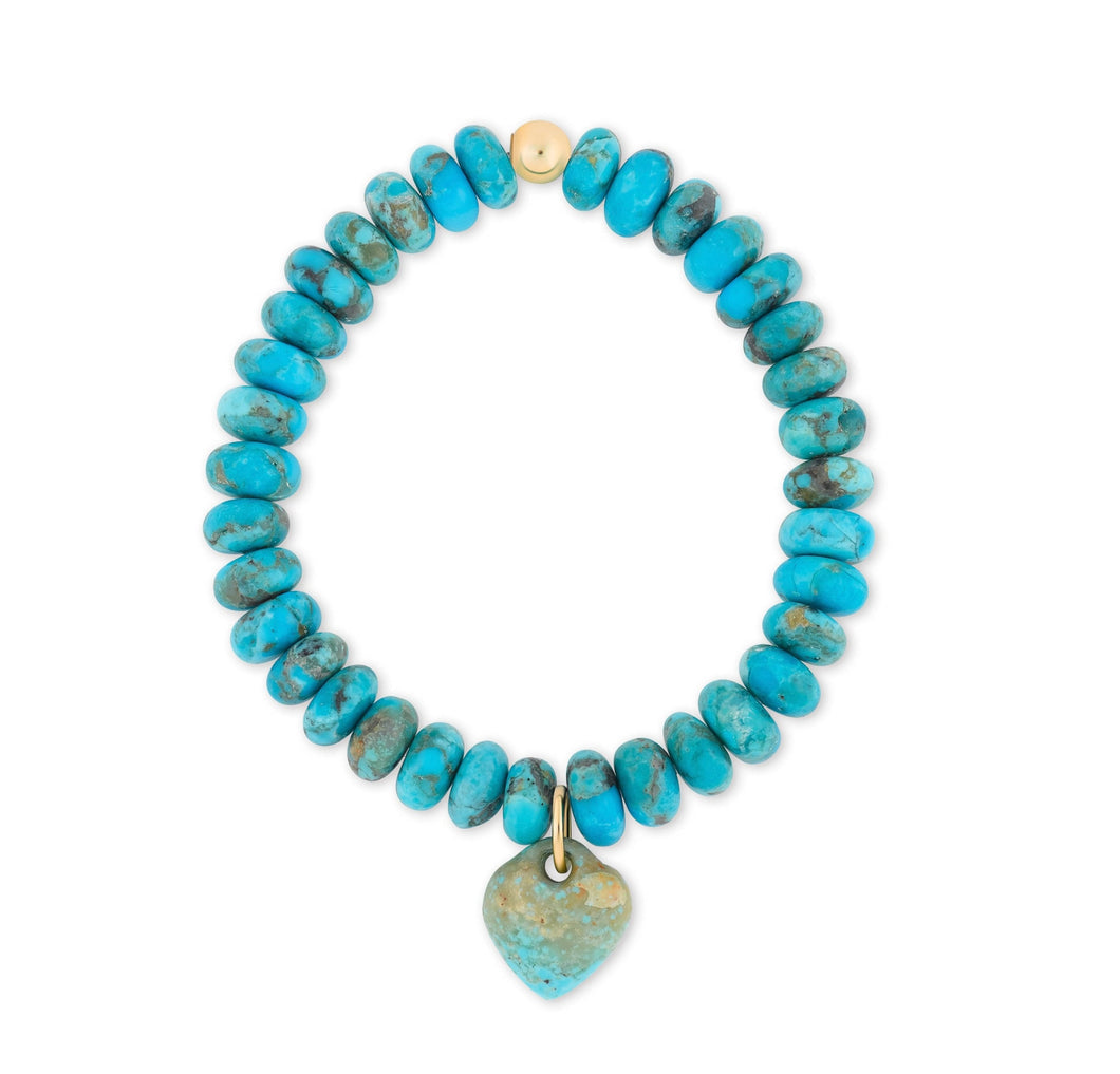 Heart Gemstone Charm Bracelet-Turquoise