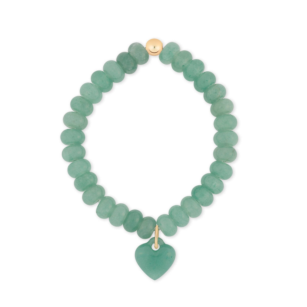 Heart Gemstone Charm Bracelet-Green Aventurine