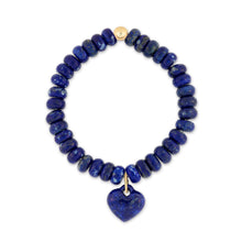 Load image into Gallery viewer, Heart Gemstone Charm Bracelet-Lapis Lazuli
