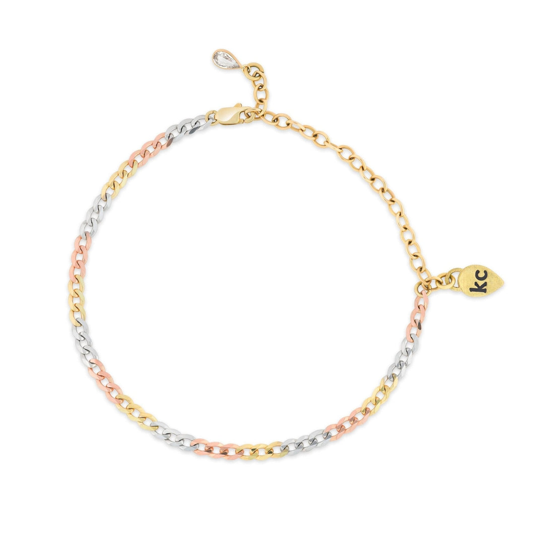 Tri Color Curb Chain Bracelet