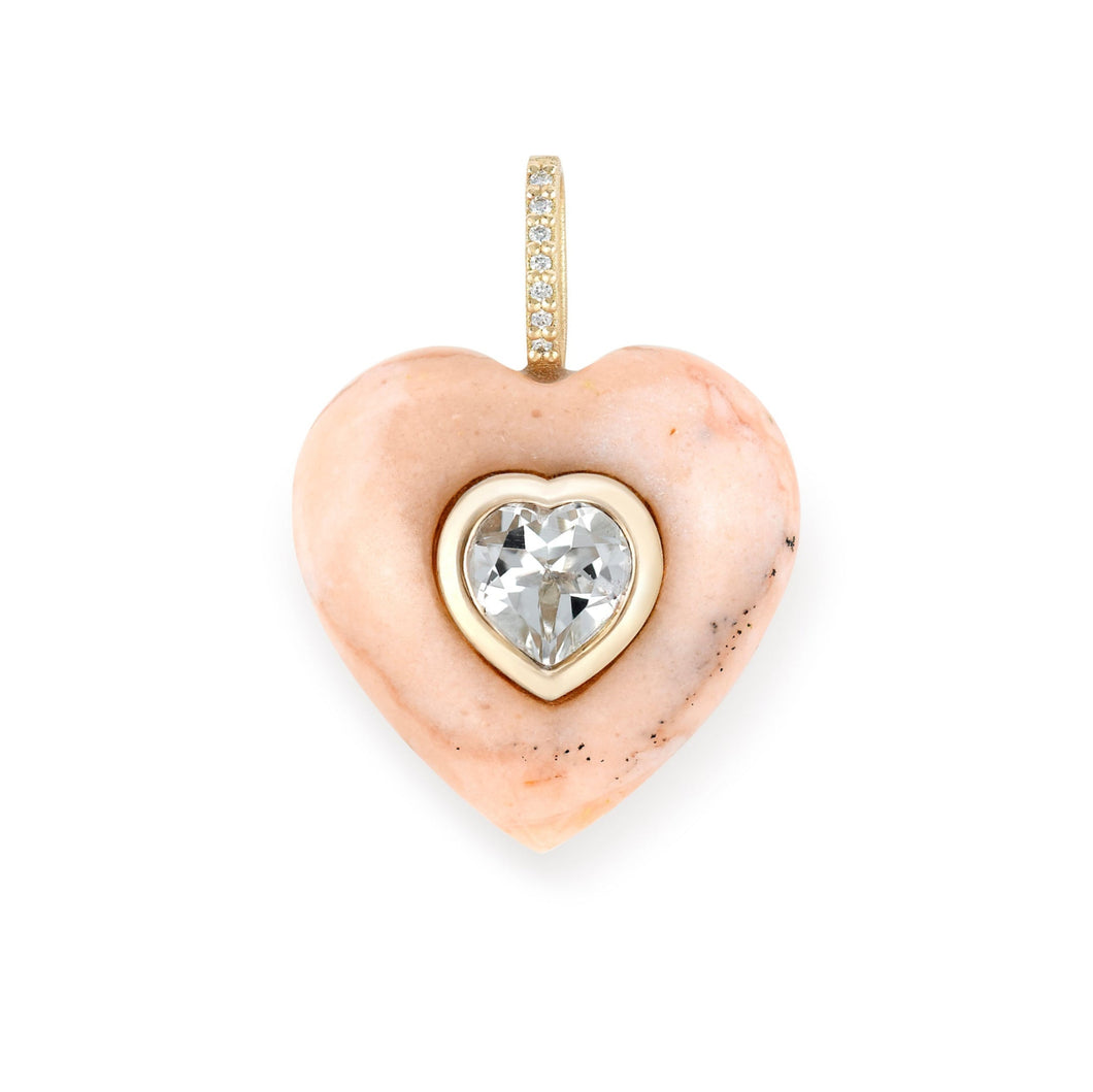 Pink Opal Heart Pendant