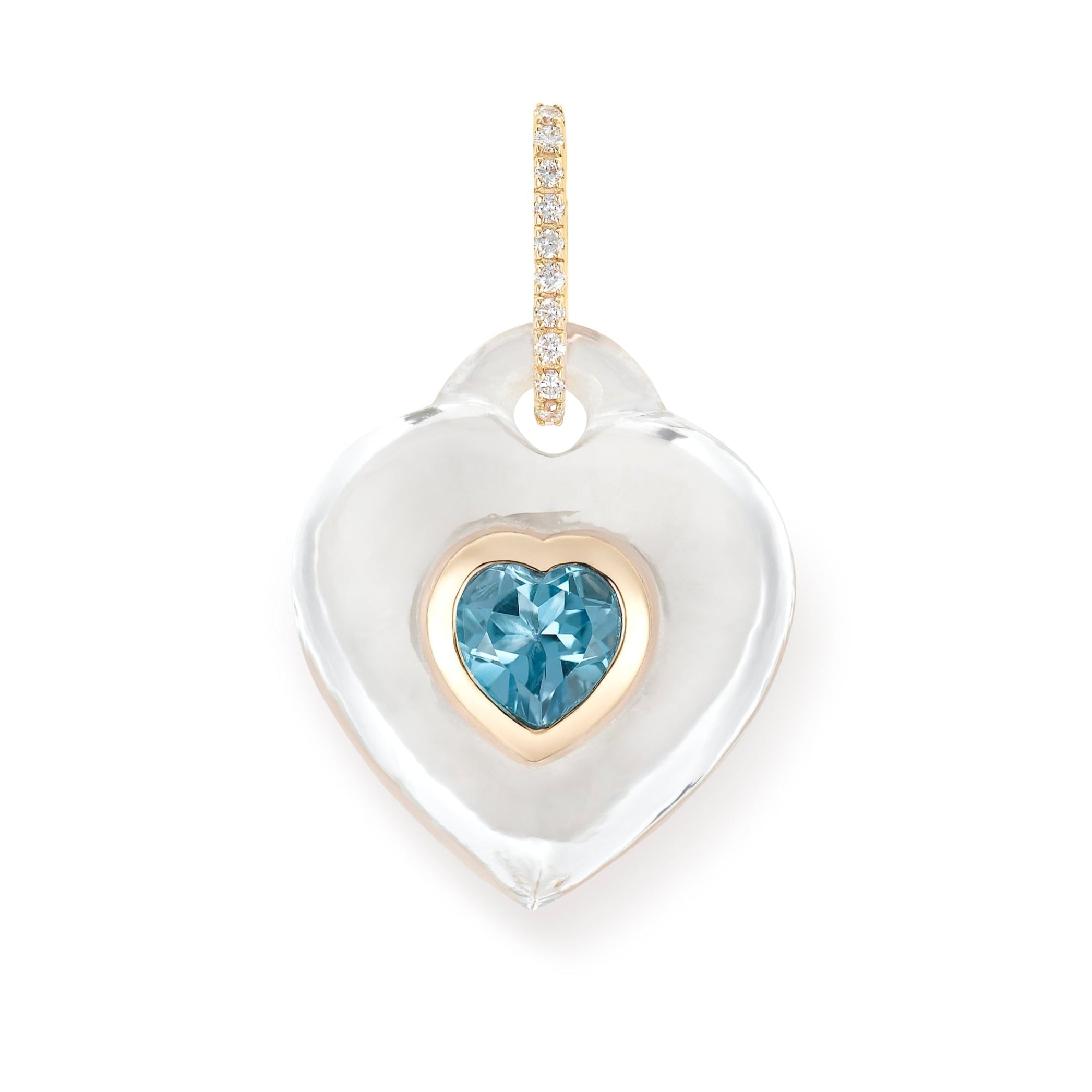 Crystal Heart Pendant - Swiss Blue Topaz