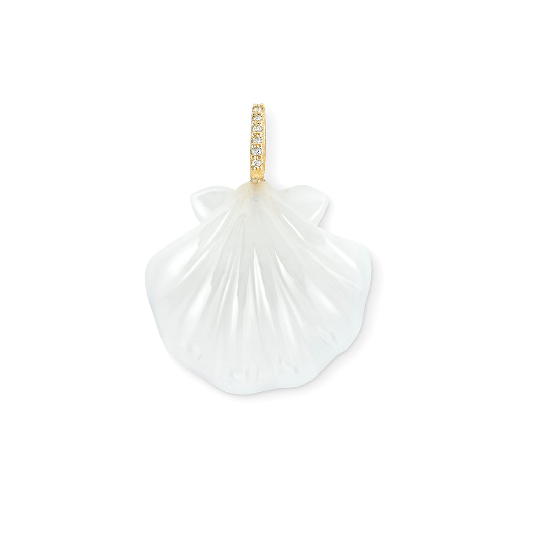 White Onyx Scallop Shell Pendant