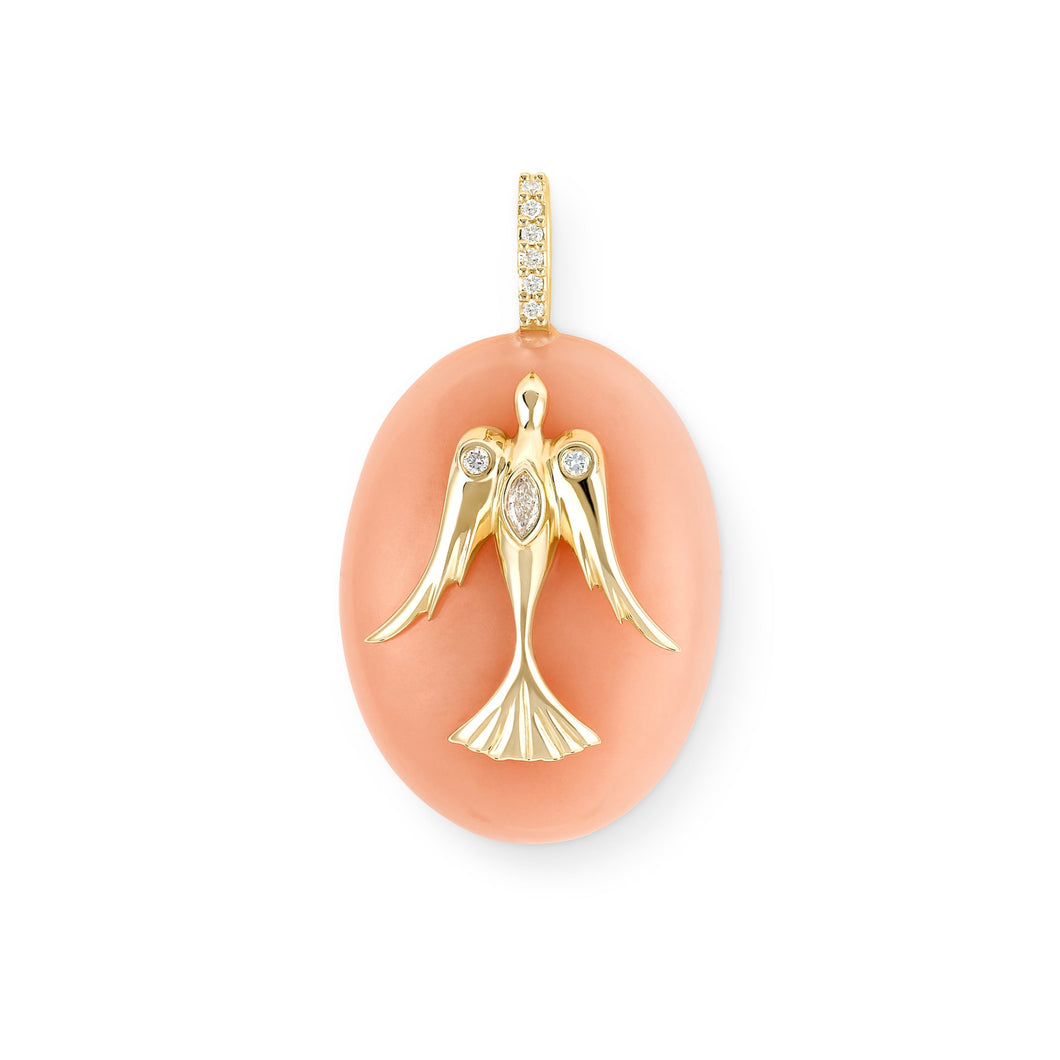 Small Oval Cabochon Dove Pendant