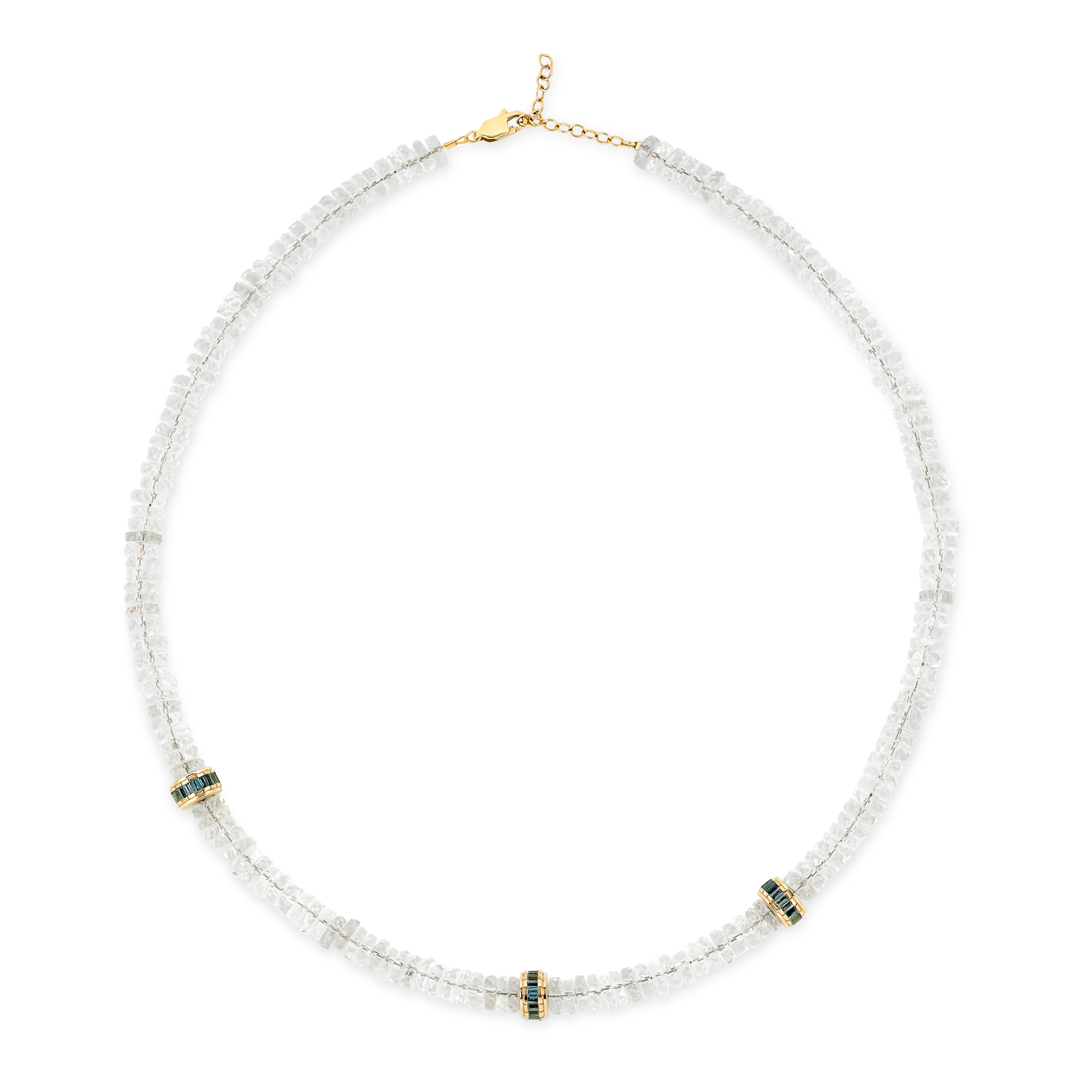 Crystal & Blue Topaz Heishi Bead Necklace