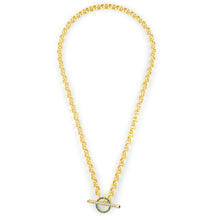 Load image into Gallery viewer, Rolo Chain w/Emerald Charm Lock &amp; Diamond Toggle
