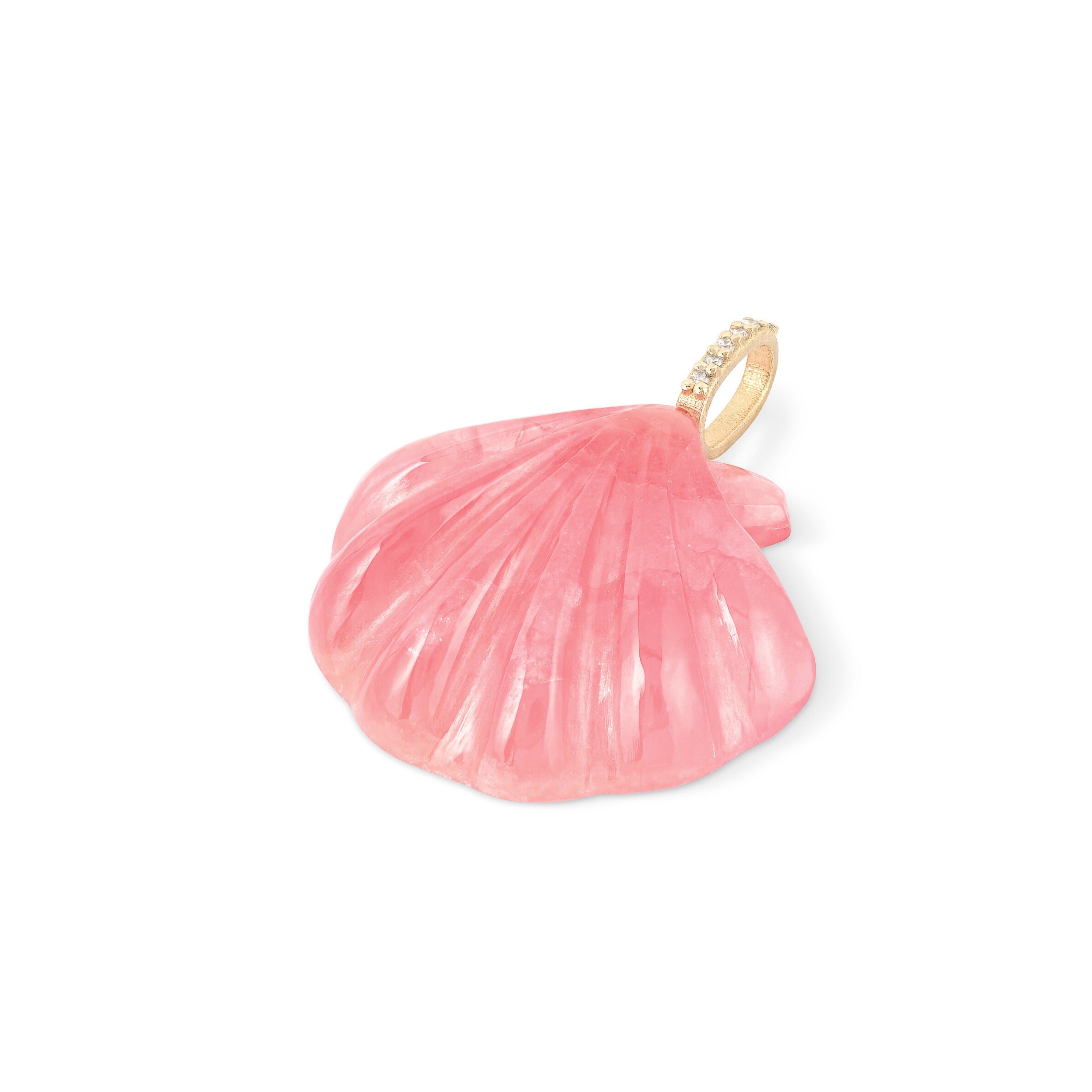 Pink Rhodochrosite Scallop Shell Pendant