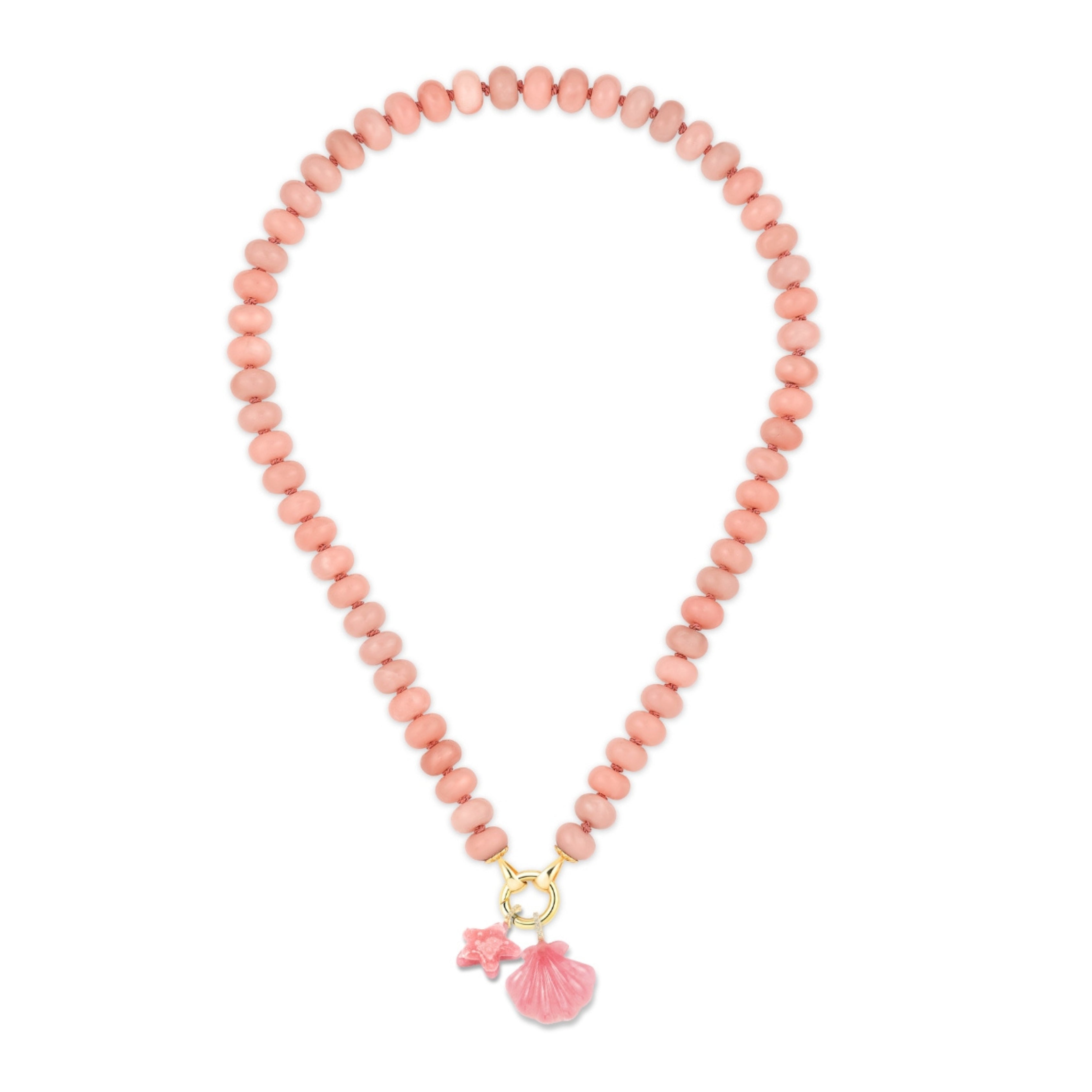 Pink Opal Rondelle Bead Necklace