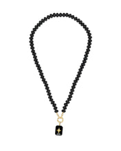 Load image into Gallery viewer, Black Onyx Emerald Cut Cabochon Starburst Pendant
