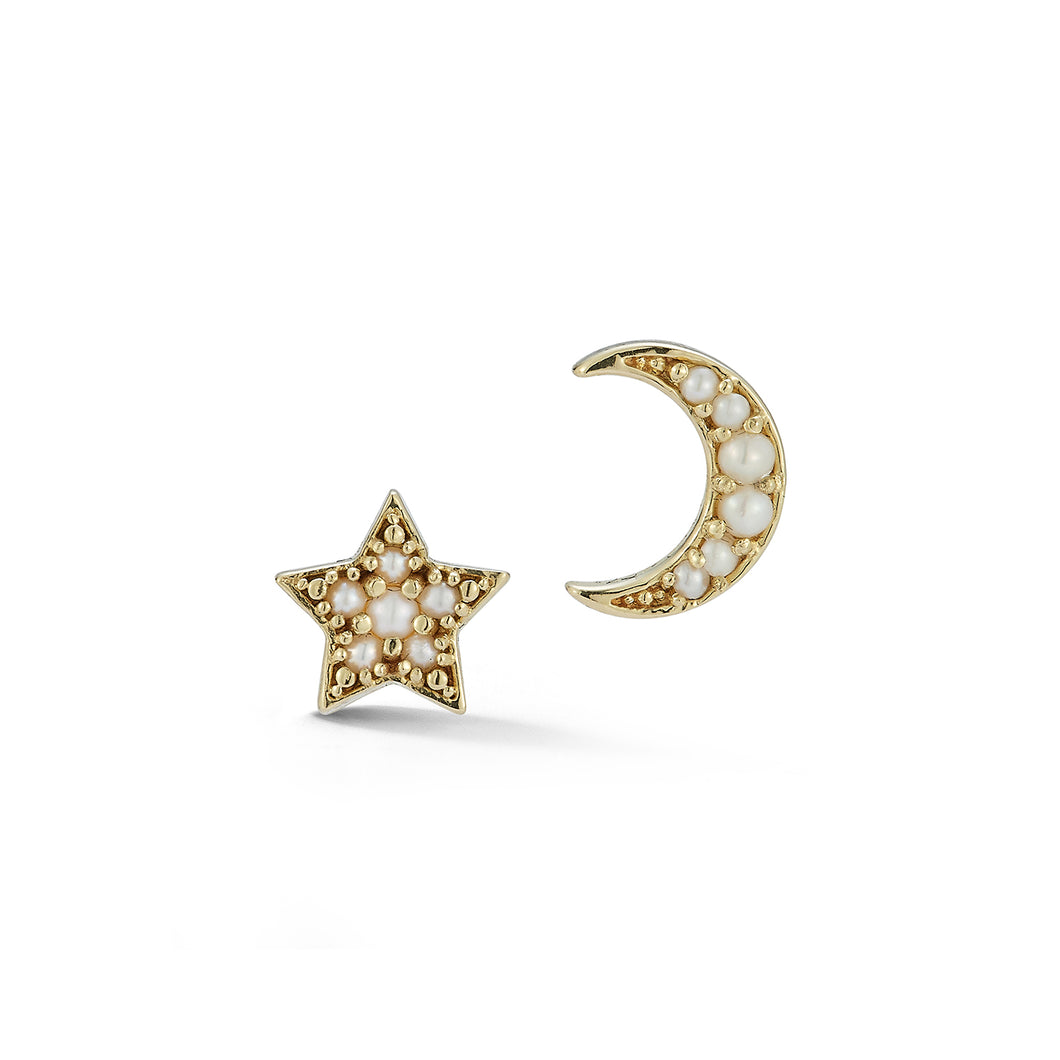 Pearly Moon and Star Studs