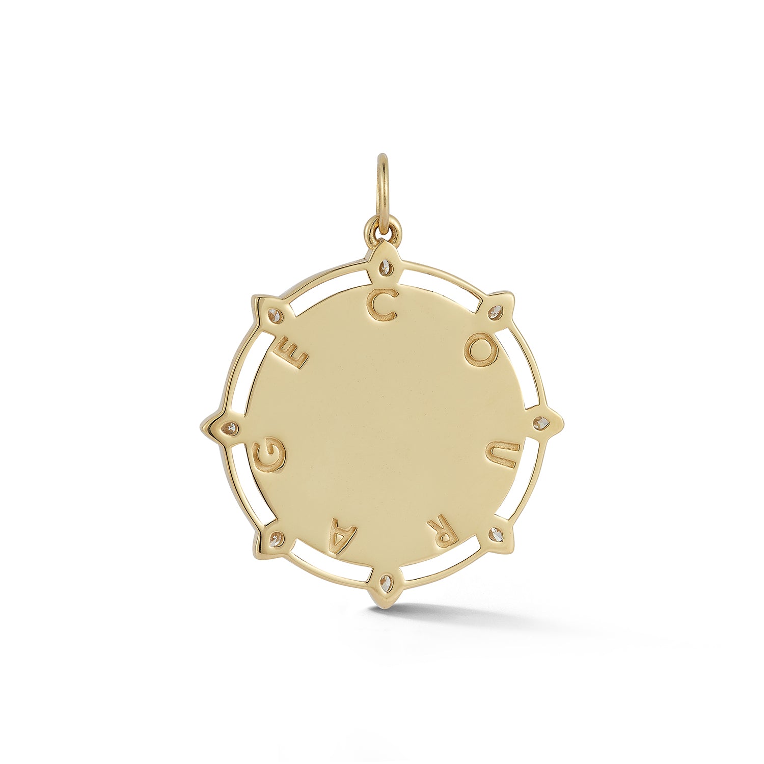 14K gold lion talisman pendant photographed on white background